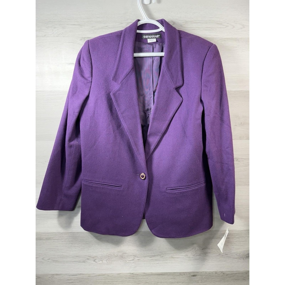 Savannah Womens Blazer Purple 100% Wool Single Button Size 12  Vintage New W/tag